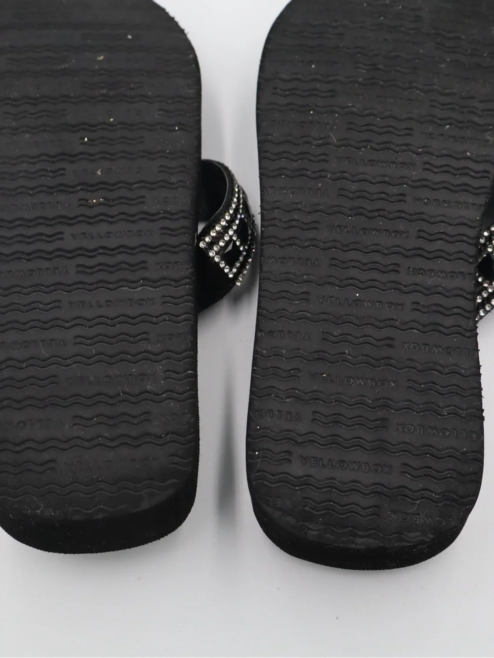 Yellow Box Black Rhinestone Toe-Post Sandals - Picture 7 of 7